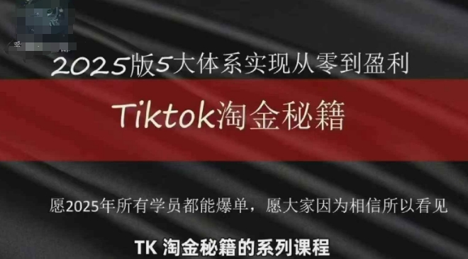 TikTok跨境2025淘金秘籍，​2025TikTok从0到盈利变现-兔兔网创