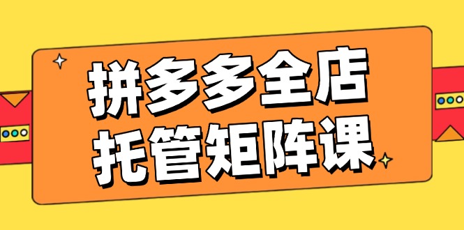 （14328期）拼多多全店托管矩阵课，盈利动销玩法，高效计划设置，提升店铺效益-兔兔网创