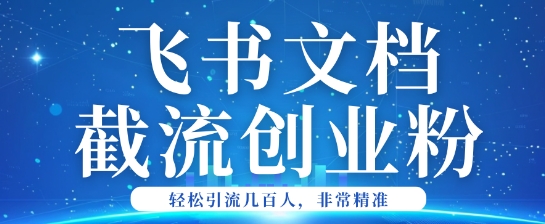 利用飞书文档截流创业粉轻松引流200+-兔兔网创