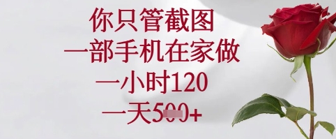 你只管截图，一部手机在家可以做，一小时120.一天5张+【揭秘】-兔兔网创