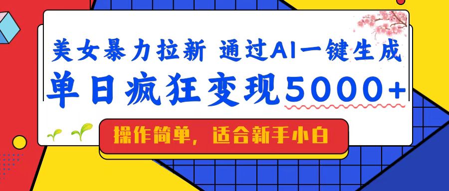 （14347期）美女暴力拉新，通过AI一键生成，单日疯狂变现5000+，纯小白一学就会！-柚子网创