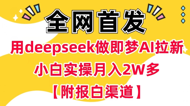 用deepseek做即梦Ai拉新 小白实操月入过W+【附报白渠道】-兔兔网创