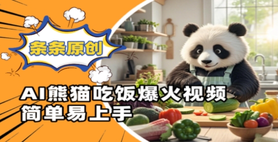Ai熊猫吃饭爆火视频，条条原创，简单易上手-兔兔网创